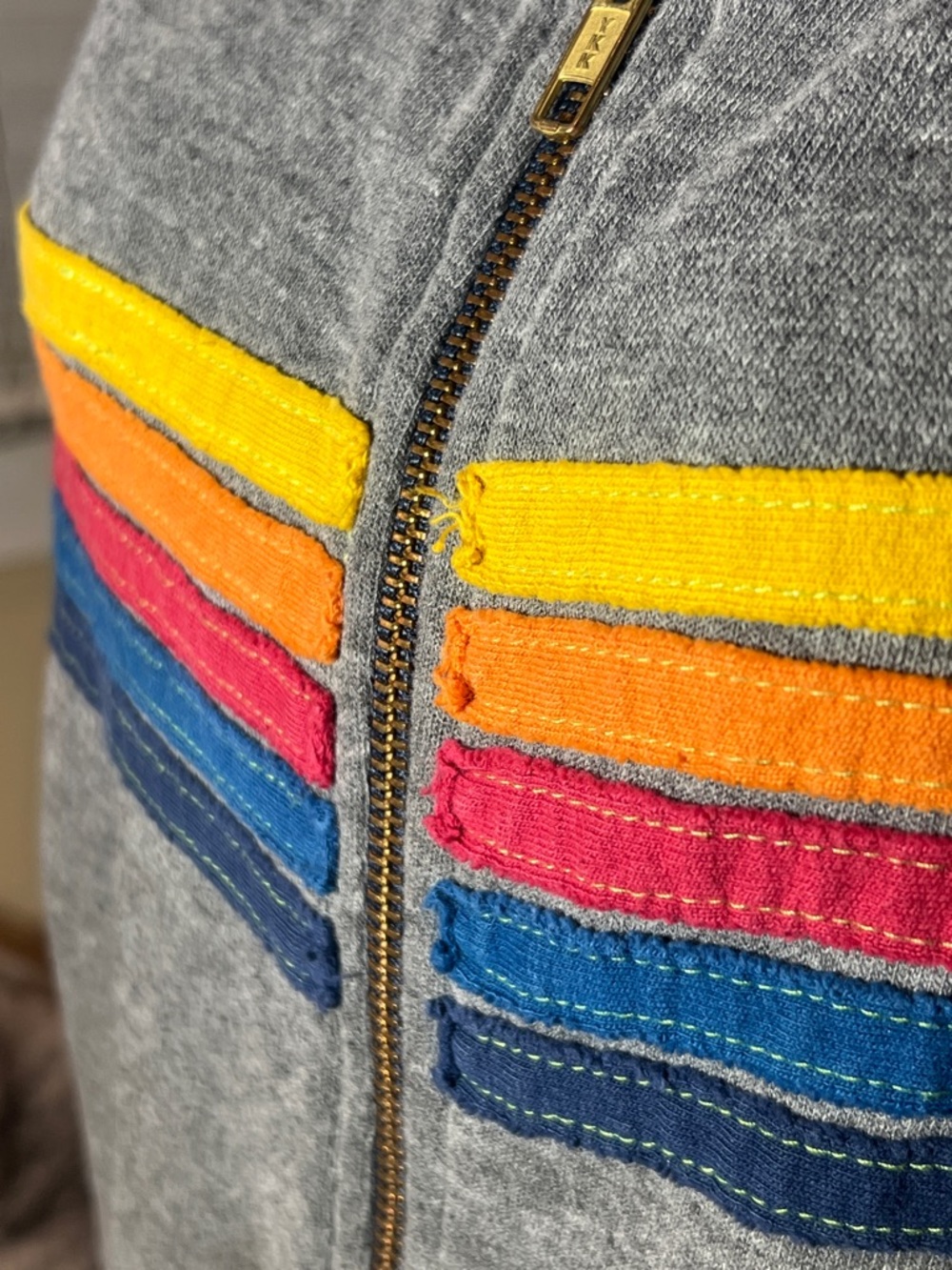 Aviator Nation Rainbow 5 Stripe Zip Hoodie - Picture 3 of 8